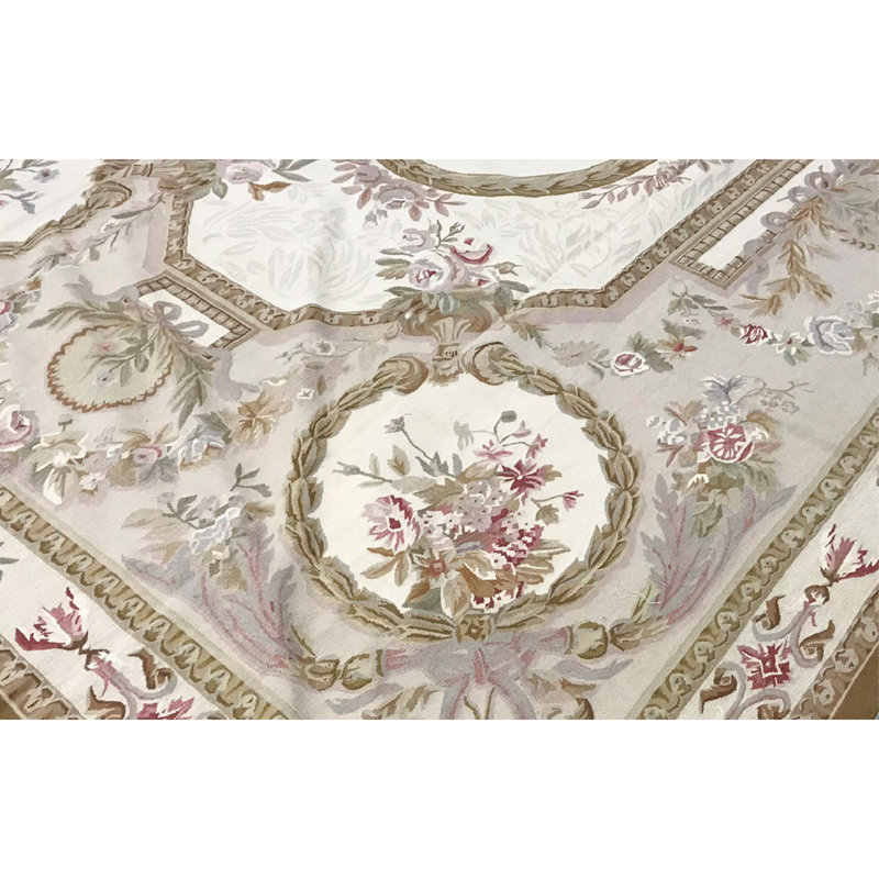Aubusson Hand Knotted Wool Oriental Area Rug
