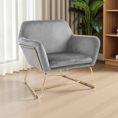 Chaise d'appoint en velours 29,5 "avec base en métal