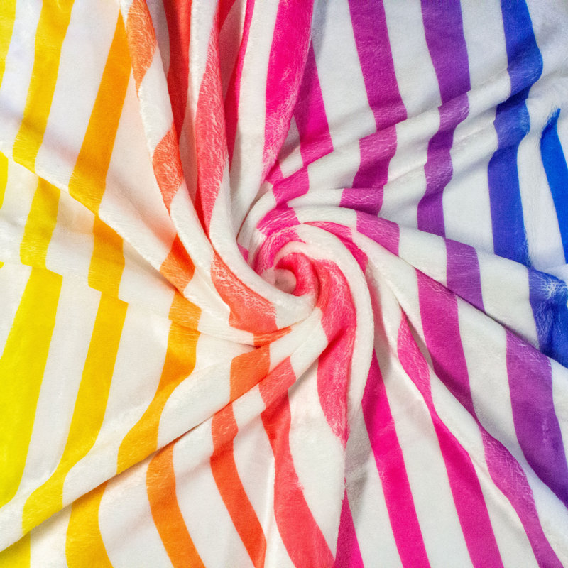  Jeté zébré, Dégradé arc-en-ciel / blanc, L 42 po x L 60 po