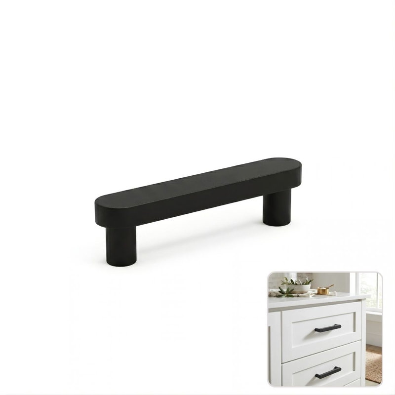 ROUS Hardware Mid-Century Modern Cabinet Handle 1-Count, 3.75", Charcoal (Black)