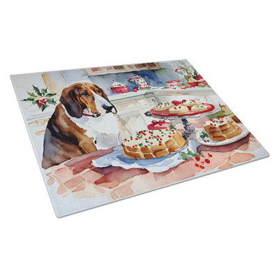 Planche à découper en verre Basset Hound Christmas Cookies