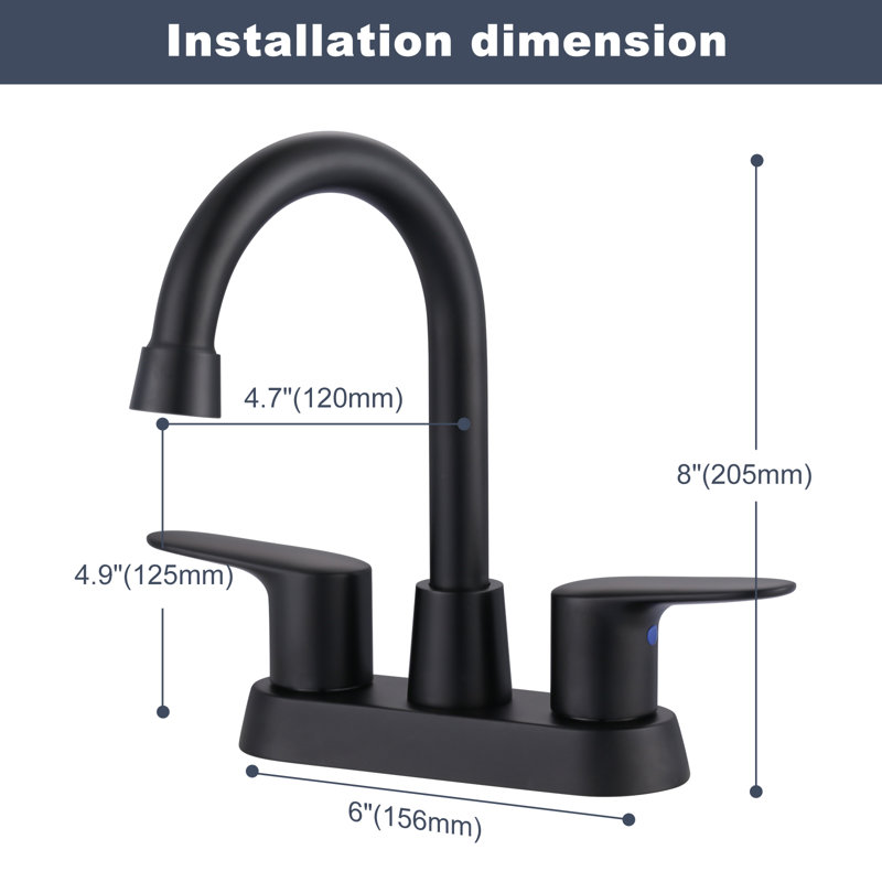 Centerset 2-handle Bathroom Faucet with Drain Assembly, Black
