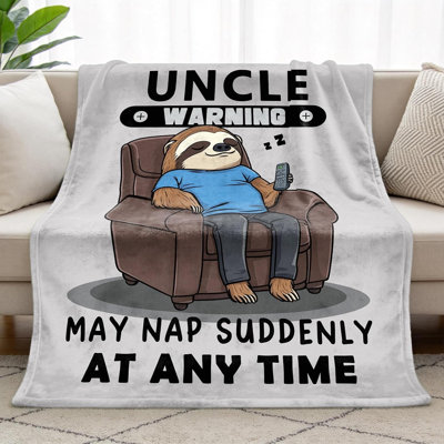 Uncle Gifts, Fathers Day Birthday Gifts for Uncle from Niece Nephew, 30"×40" Funny Flannel Blanket Gift, Best Uncle Gifts Birthday Fathers Day Christmas - Warning May Nap Suddenly at Any Time (Gray)