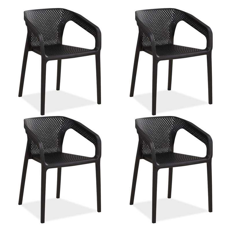 Jan Stacking Patio Dining Armchair, Black
