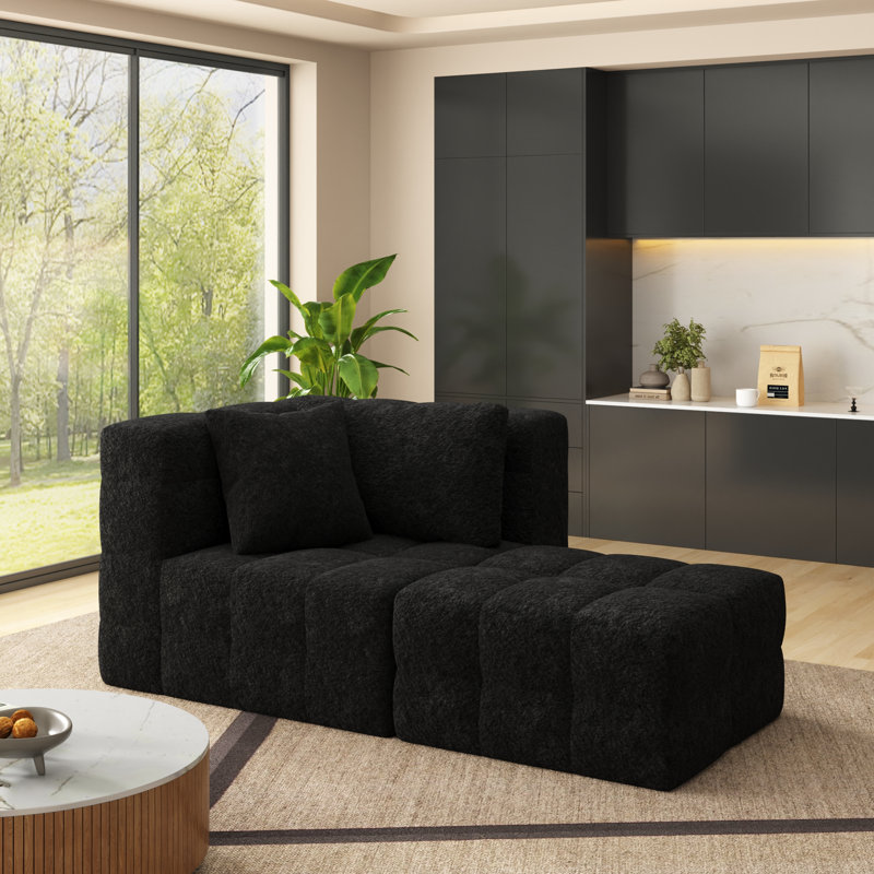 Canapé d'angle modulaire, canapé infonuagique haut de gamme en tissu capitonné avec ressorts ensachés et mousse haute densité, 5 coussins décoratifs inclus