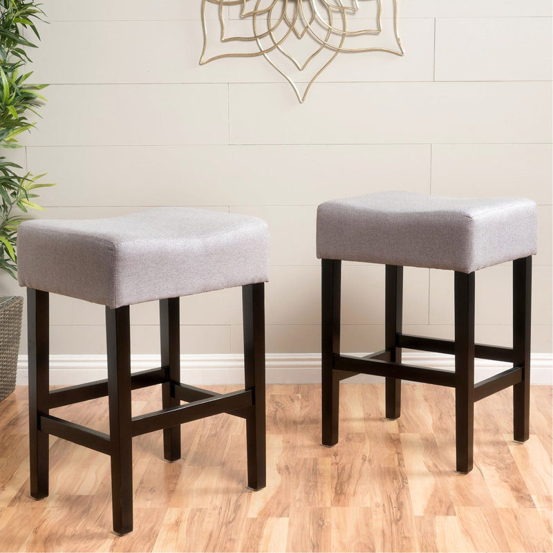 2 pièces tabouret de comptoir sans dossier Kd, gris. Siège en tissu, pieds en bois. Améliore l'ambiance de la maison. Qualité confortable de P 15,47 po x l 18,58 po H 27,05 po