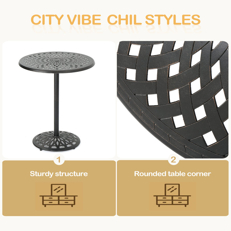 Cast Aluminium 35'' ROUND BAR TABLE,MODERN DESIGN