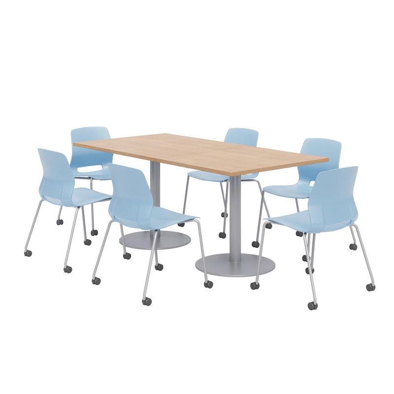 Ensemble de table de salle à manger rectangulaire 72 "et chaise, Érable, Bleu ciel