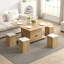 Table basse multifonctionnelle à plateau relevable avec rangement caché et tabourets, table centrale moderne multifonctionnelle avec 4 tabourets et roulettes, pour les espaces de vie modernes-621910250