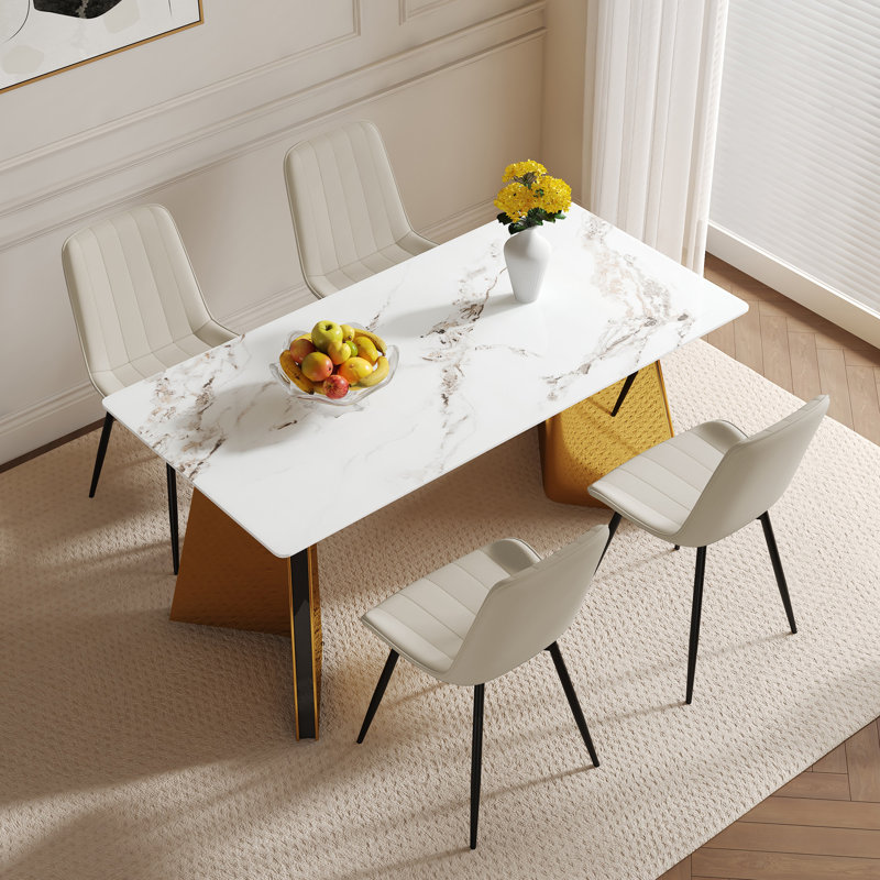 Modern PU Leather Upholstered Dining Chair, Beige