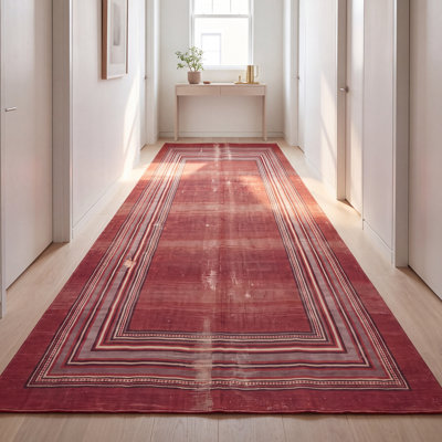 Tapis Ripple2 moderne, minimaliste, à bordure géométrique, rouge, noir, gris et blanc, antidérapant, à poils courts, pour l'intérieur et l'extérieur, adapté aux animaux domestiques, salon, chambre, salle à manger, entrée, couloir, bureau, lavable