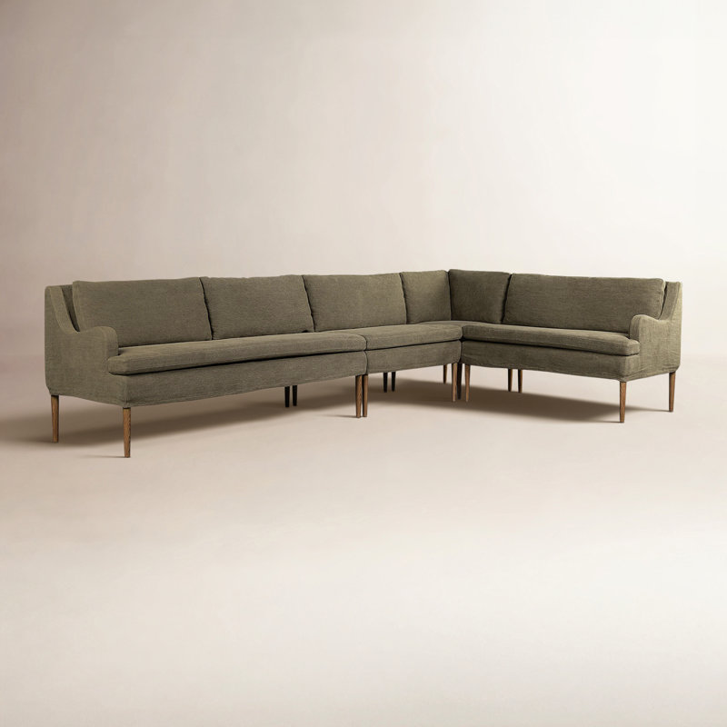 Aurelia 4-Piece Sectional, Right Hand Facing, Broadway Olive Linen, 34.5" H x 125" W x 76" D
