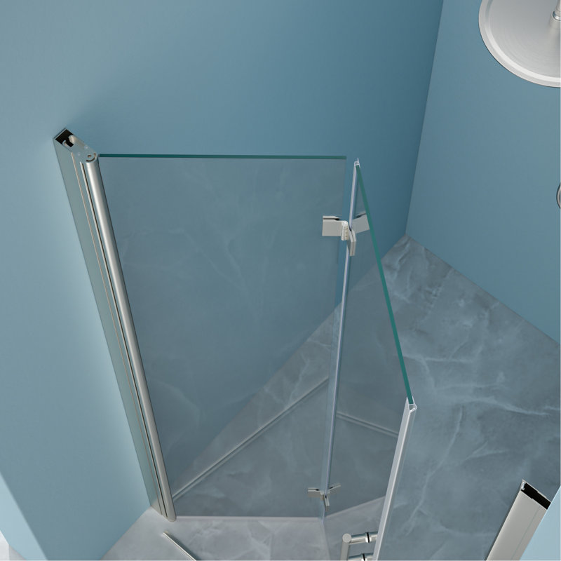 Porte de douche avec verre trempé l 34 po x H 72 po, nickel brossé - peu encombrant, réglable, verre à finition fine H 72 po, caractéristique charmante