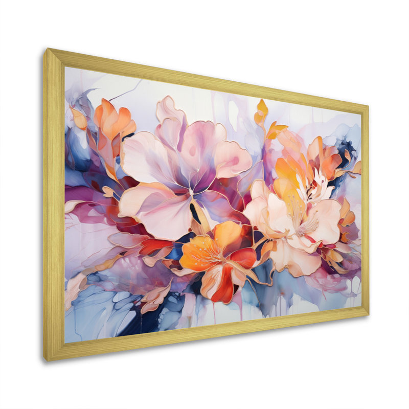Décoration murale multicolore floral Symphony II - Abstract Botanicals, Cadre doré à une seule photo, L 32 po x H 24 po
