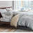 SLEEPBELLA Duvet Cover King Size, 600 Thread Count Cotton Beige & Bluish Grey Printed With Luxurious Leaves Pattern Reversible Botanical Comforter Cover Sets, Bedding Set 3Pcs-120623264-120317449