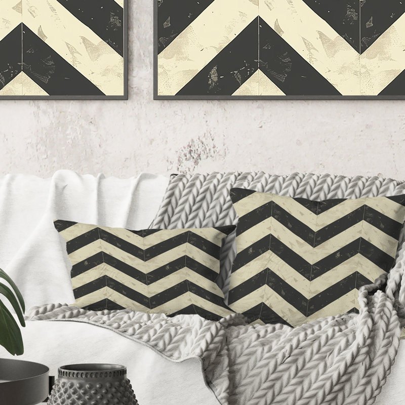Motif lombaire à chevrons Glam, Noir / Beige