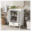 Meuble-lavabo moderne de 24 po avec lavabo en céramique, motif à motif orné, portes à fermeture en douceur, finition blanche, cadre en bois massif et panneau de fibres à densité moyenne
