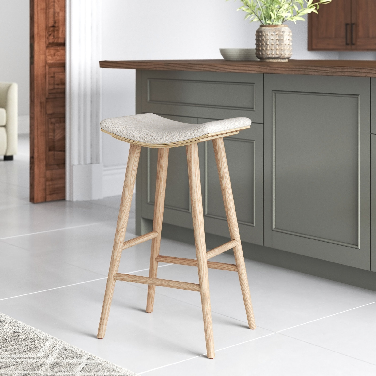Schaeffer Bar and Counter Stool, Counter Stool (26" Seat Height), Rayon/Viscose - Essence Natural/Light Parawood