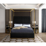 Morghen Upholstered platform bed with extra high headboard and 2 extra large capacity drawers