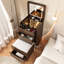 Meuble-lavabo élégant en noyer avec compartiments de rangement internes et tabouret rembourré-344961296