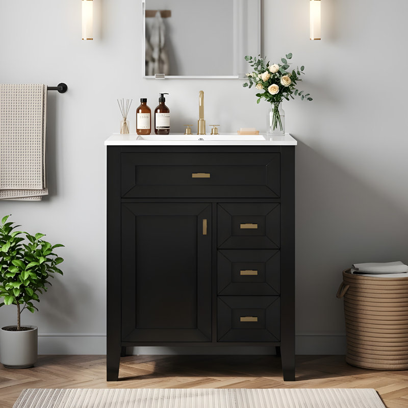 Meuble-lavabo moderne 24 "avec lavabo, Noir