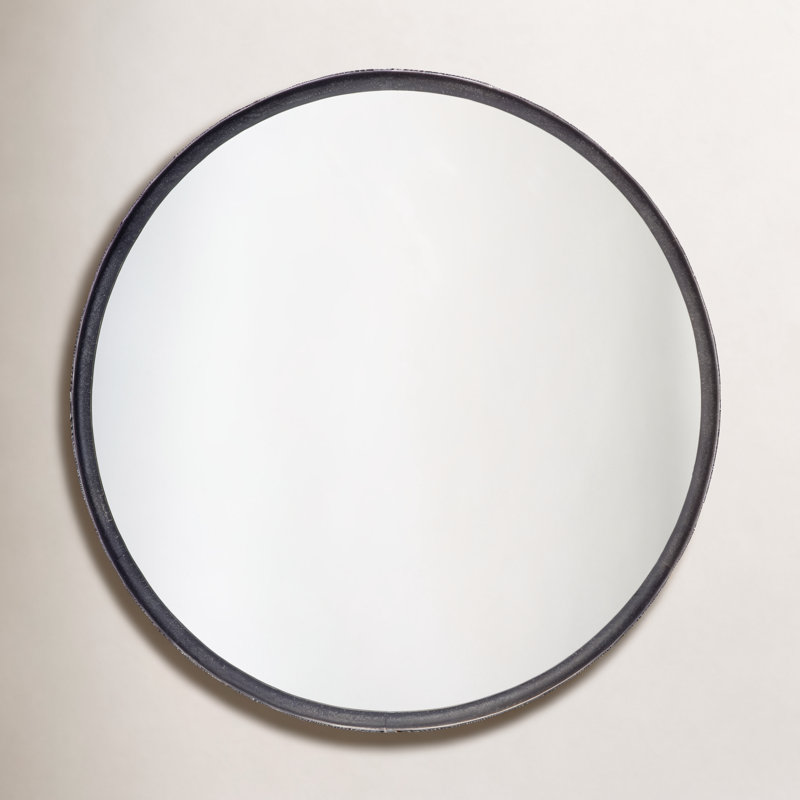 Miroir rond raffiné en métal doré, Noir