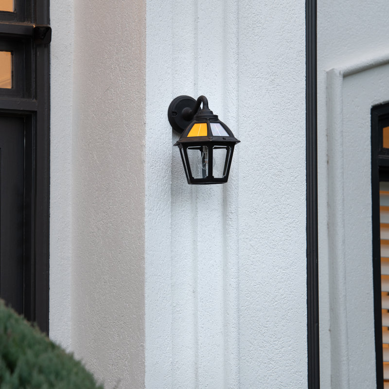 Polaris Black 1-Bulb Solar Powered Outdoor Barn Light with Dusk to Dawn