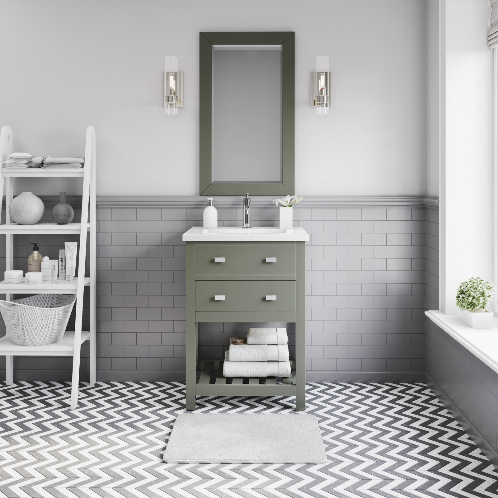 Caitlyn 24'' Single Bathroom Vanity, Glacial Green