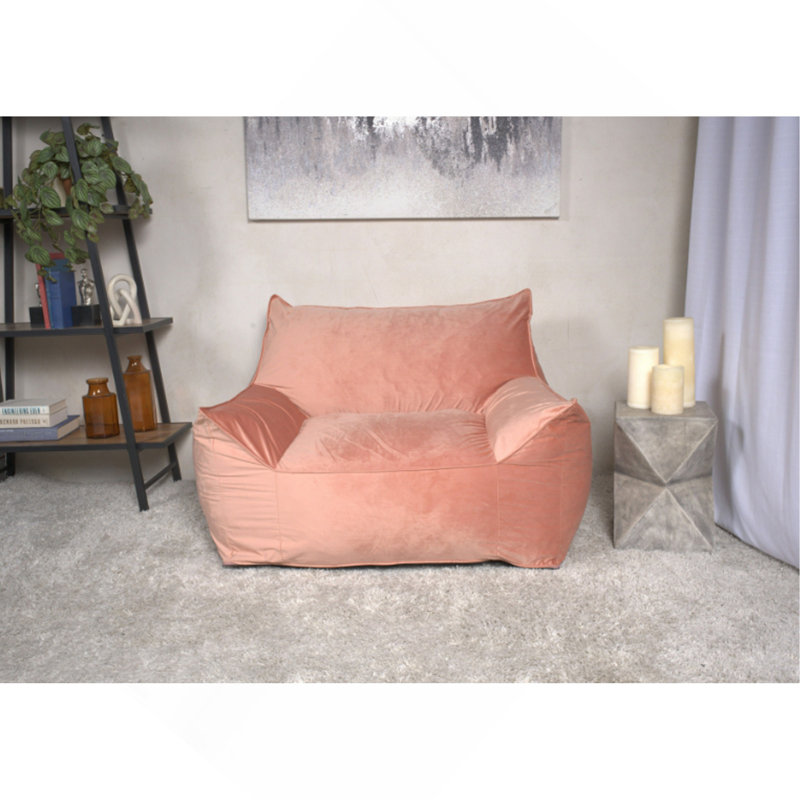 Comfortable Armrest-Equipped Bean Bag Chair For Relaxation, Versatile And Stylish, Pink Velvet