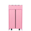 2 tiroirs et 1 armoire de rangement rose