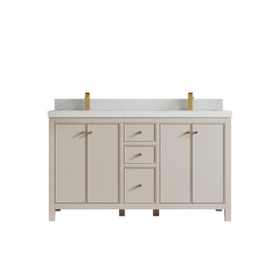 Meuble-lavabo double 60 po avec plateau Chicago
