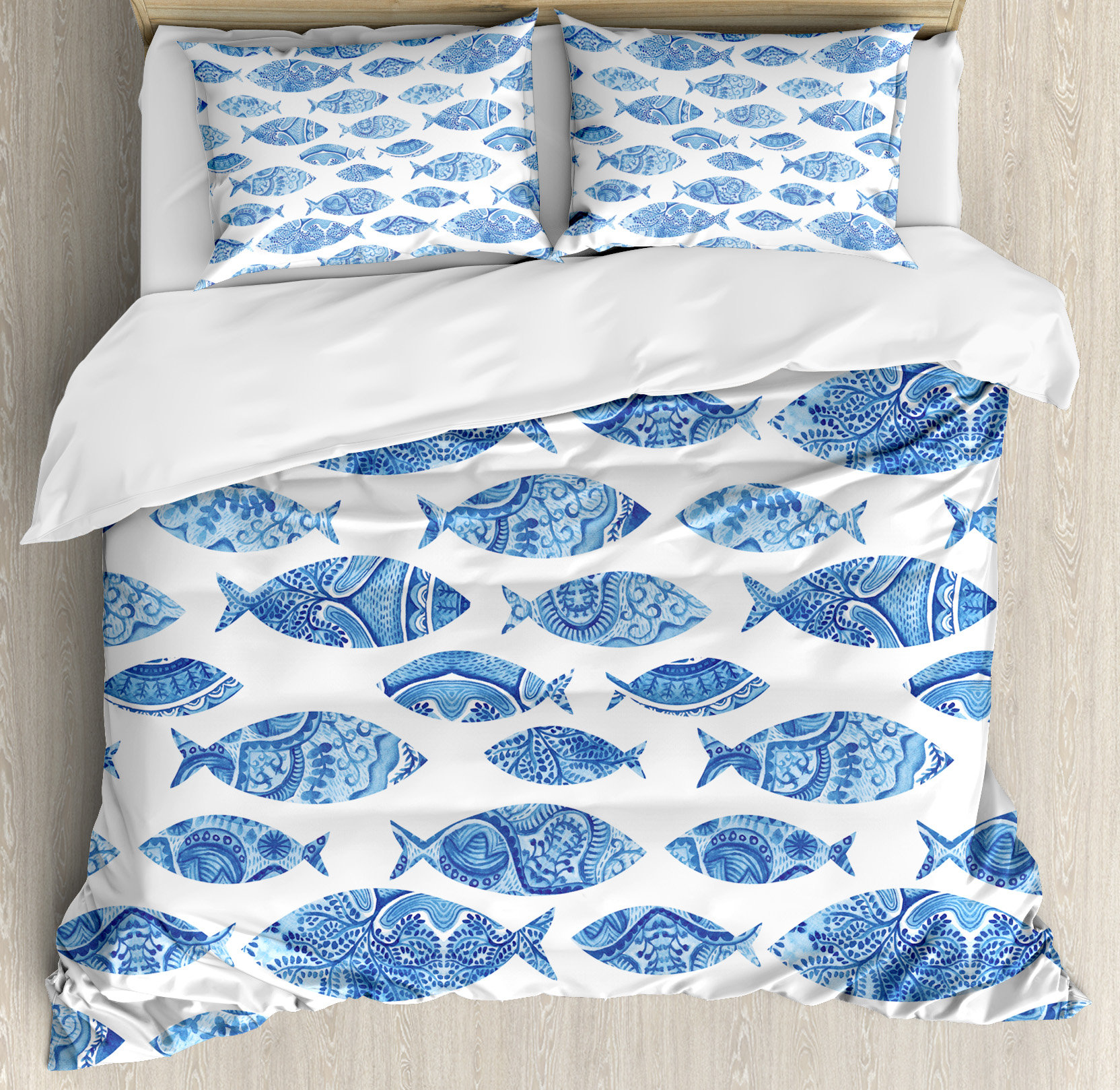 Ambesonne Ocean Animal Fish Figures with Ancient Ottoman Ornate Mosaic Hand Drawn Marine Artwork Duvet Cover Set & Reviews | Wayfair