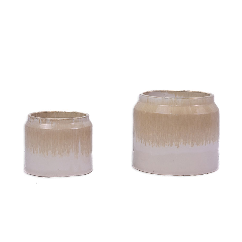 Pots de fleurs en céramique de haute qualité, Brun / Blanc