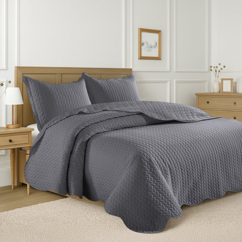 Ensemble de couvre-lit matelassé embossé - Couvre-lit en microfibre ultra doux avec taies décoratives, literie de style hôtel pour tous les lits