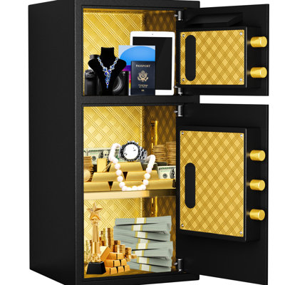 Double - Door Digital Safe With Coin Operated Feature, 6.0 Cubic Feet, And Waterproof, Hidden Code, Dual Alarm, All Steel Integrated, Wall Floor Mount, Gap Prying For Home, Office, Hotel Feet Door,