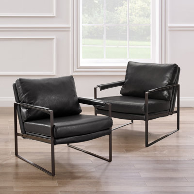 Eisenman 27.09'' W Leather Upholstered Accent Armchair