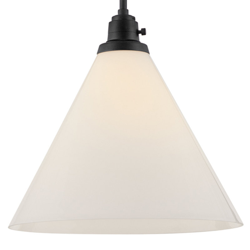 Luminaire suspendu Arti 15 po avec interrupteur marche / arrêt, Noir / verre opale