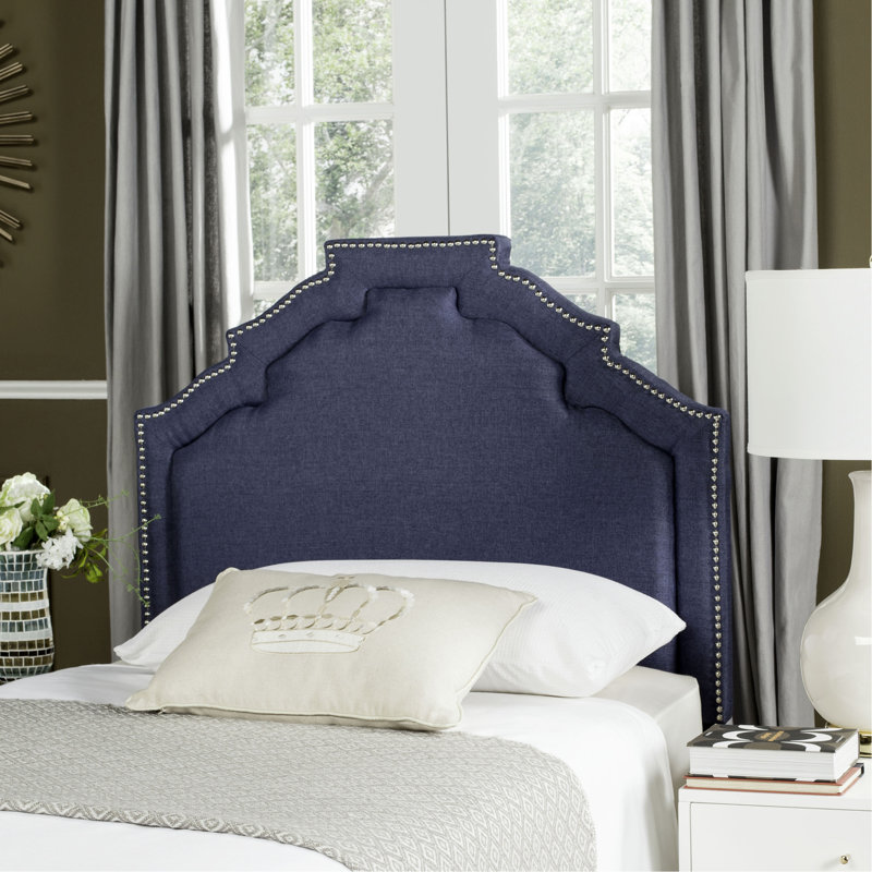 Upholstered Headboard, Linen Navy, Twin