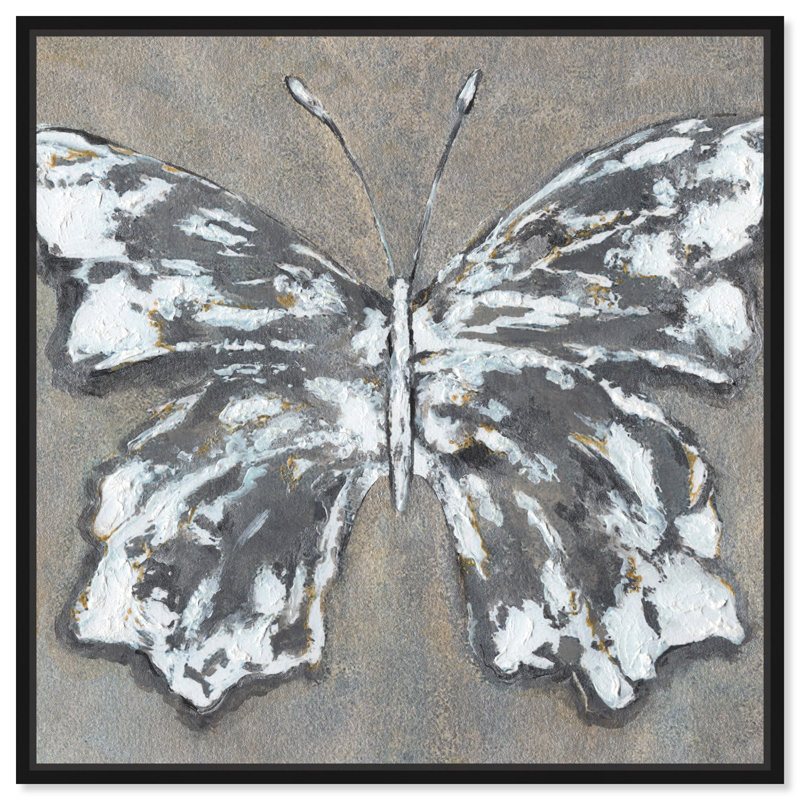 «Silver Butterfly», reproduction d'art sur toile par Art Remedy, 41" H x 41" W, Cadre noir