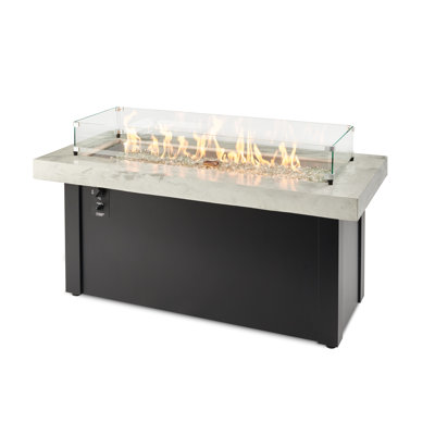 Table de foyer d'extérieur au propane en béton avec couvercle H 24 po x l 32 po