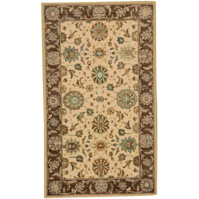 Tapis à aire beige en laine Crownover