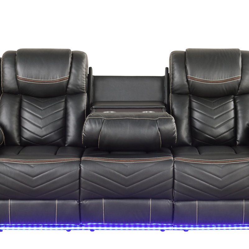 Challenger Modern LED Power Recliner Set With Bluetooth Speakers And Cup Holders, Perfect For Contemporary Living, Gray