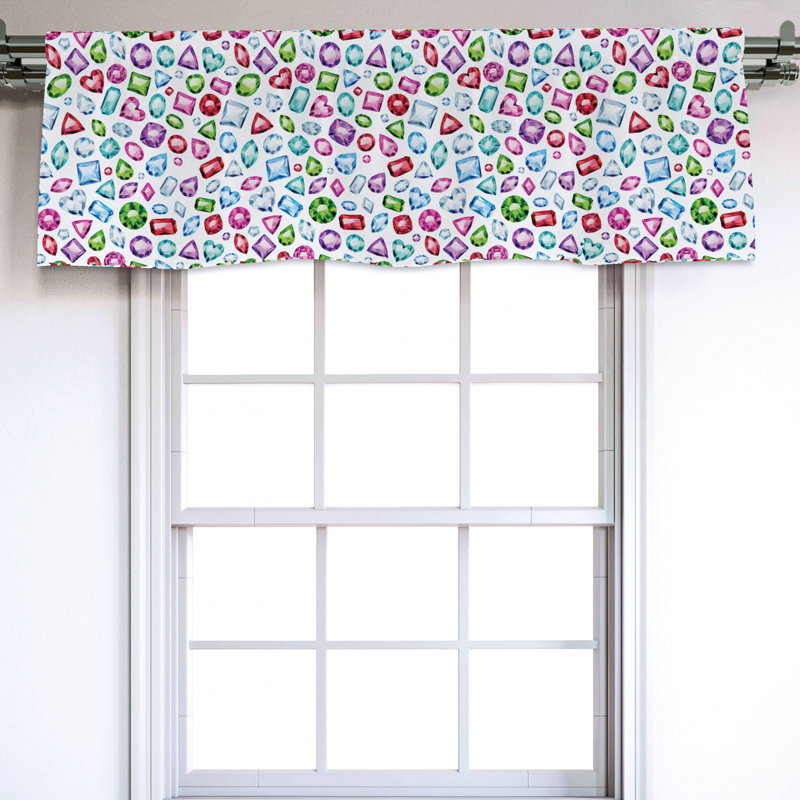 Sateen Geometric Ruffled Window Valance