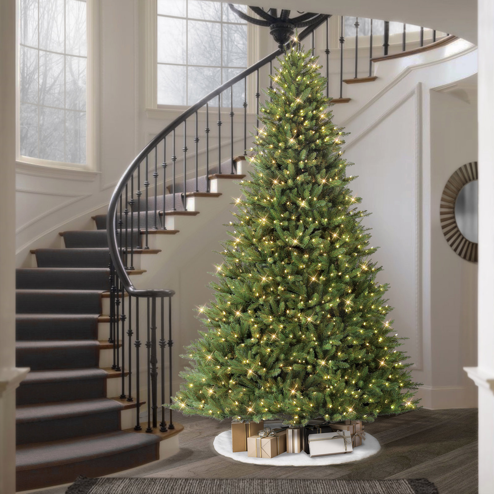 Frosted Pre-Lit Fir Christmas Tree, 9' H