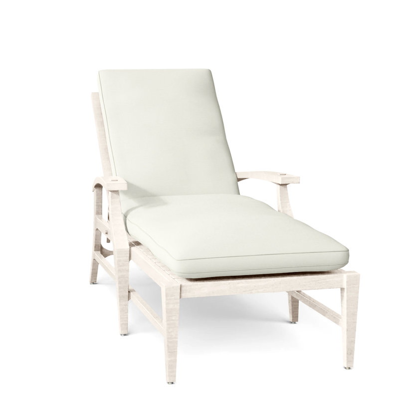 Croquet Aluminum Outdoor Chaise Lounge, Welt, Oyster, Natural White