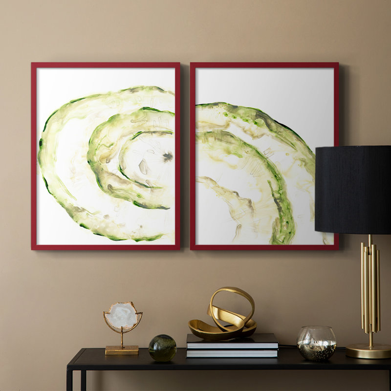 Reproduction encadrée Lichen Halo V-Premium - prête à être accrochée - aucun clou requis - aucun clou requis, Rouge