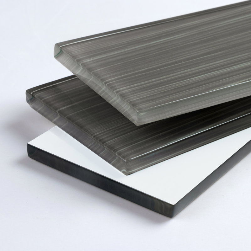 Carrelage en verre peint à la main de qualité supérieure 3 po x 9 po, Gris foncé