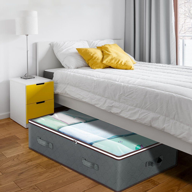 Contenants de rangement sous le lit 90L, organisateurs de placard et bacs de rangement, sacs de rangement sous le lit pliables, gris