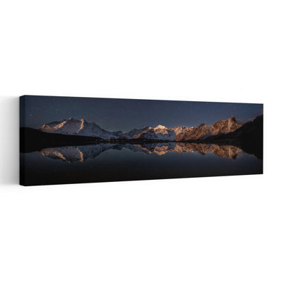 «Starlit Mountain Reflection Peaceful Serene Abstract Landscape Mountain», art mural