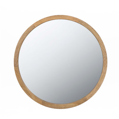20"Circle Wall Mirror with Wooden Frame